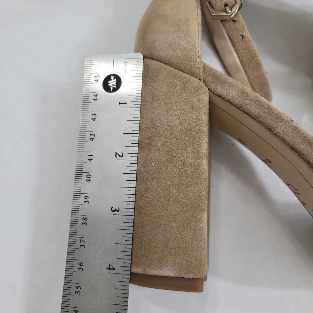 Sam Edelman Yancy Block Heel Ankle Strap Suede Sandals in Oatmeal Size 8.5 NWOT